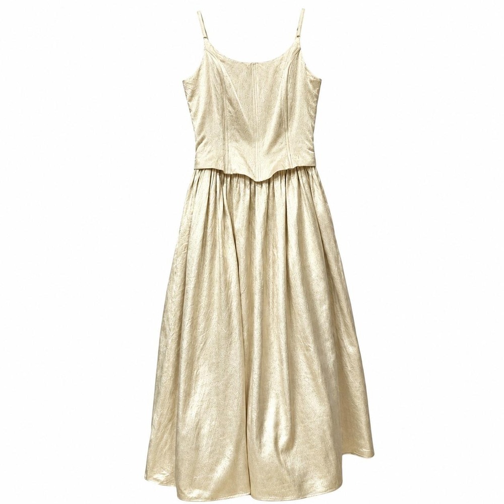 Gunne Sax 80s Jessica McClintock Gold Lame Tulle Fairycore Maxi Dress S